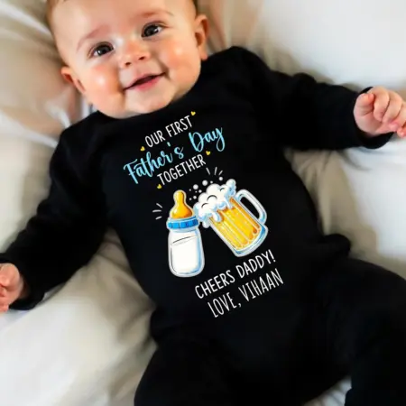 Our First Fathers Day Together Cheers Daddy! Love, Jumpsuit